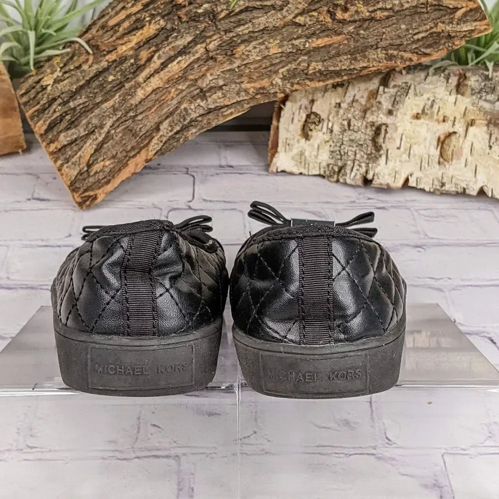 Michael Kors Cali Tracie Black Moc Logo Quilted Flats